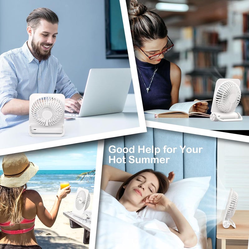 EasyAcc Small Travel Desk Fan, 4000 mAh Slim Portable Fan for Slumber Pod Camping, 180°Tilt Folding, Fully Foldable, Rechargeable, Office Desktop Desk Camping Travel Accessories - Image 5